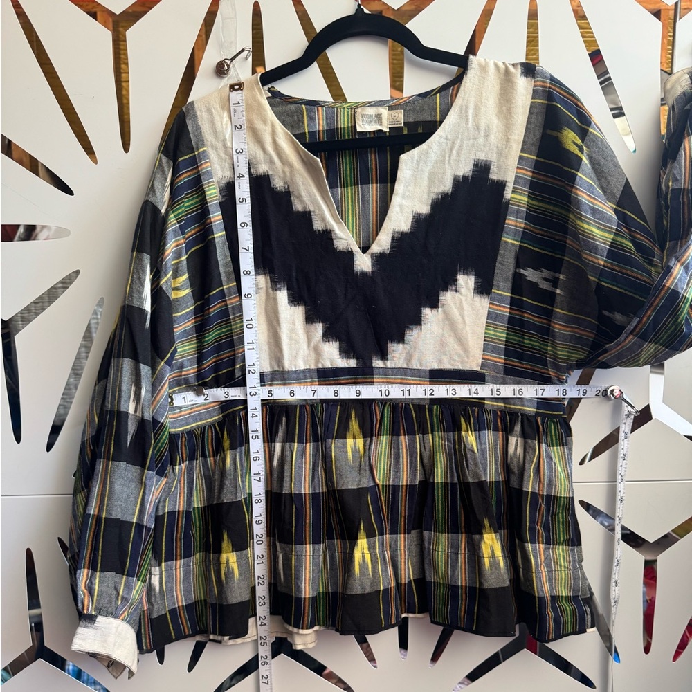 Anthropologie Norblack Norwhite Multicolor ikat boho top